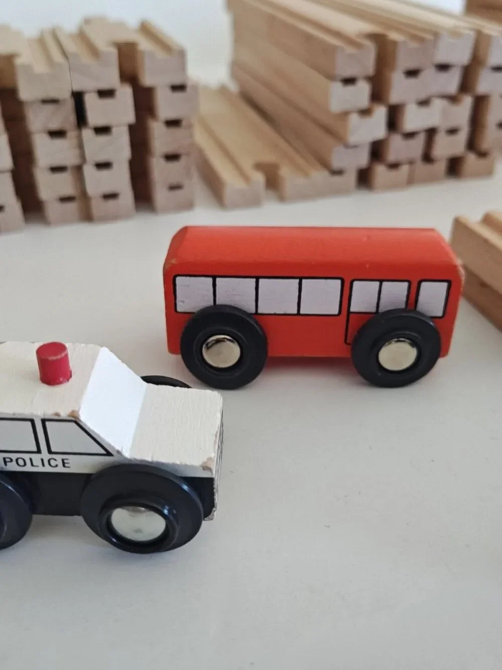 Wooden Train Railway Set 64 Pieces Brio-Compatible Track Train and extras